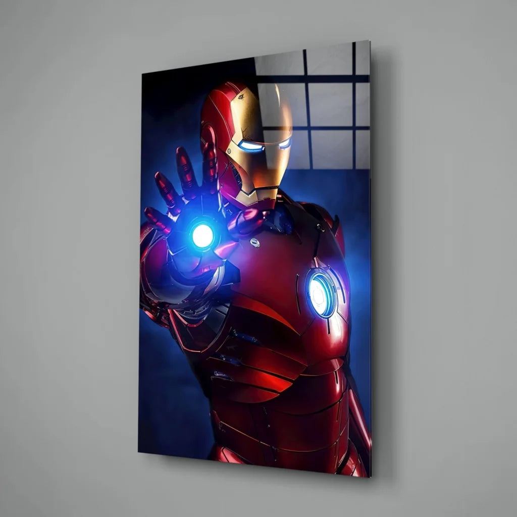 Glowing Iron Man Arc Reactor Glass Wall Art Poster