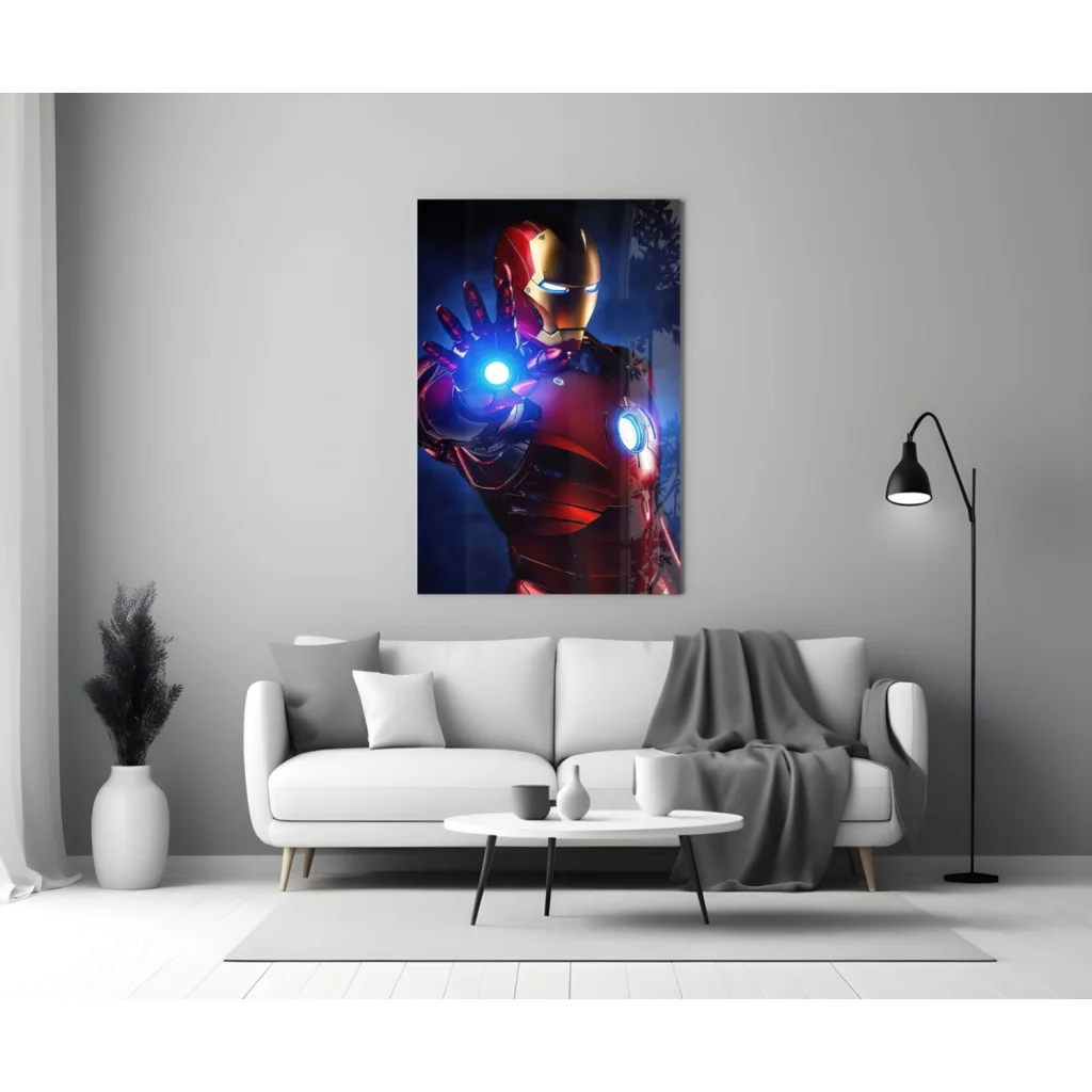 Glowing Iron Man Arc Reactor Glass Wall Art Poster