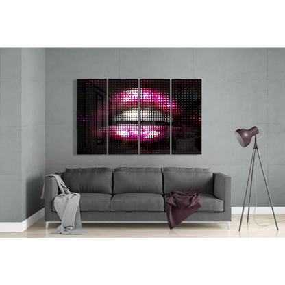 Vibrant pink black abstract glass wall art with neon cityscapes