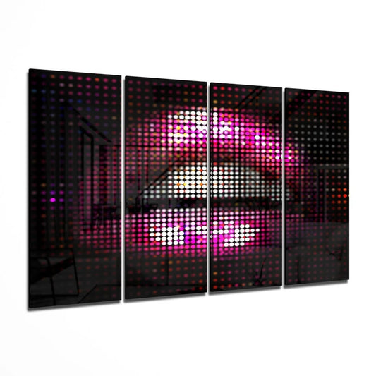 Vibrant pink purple LED glass wall art with black accents
