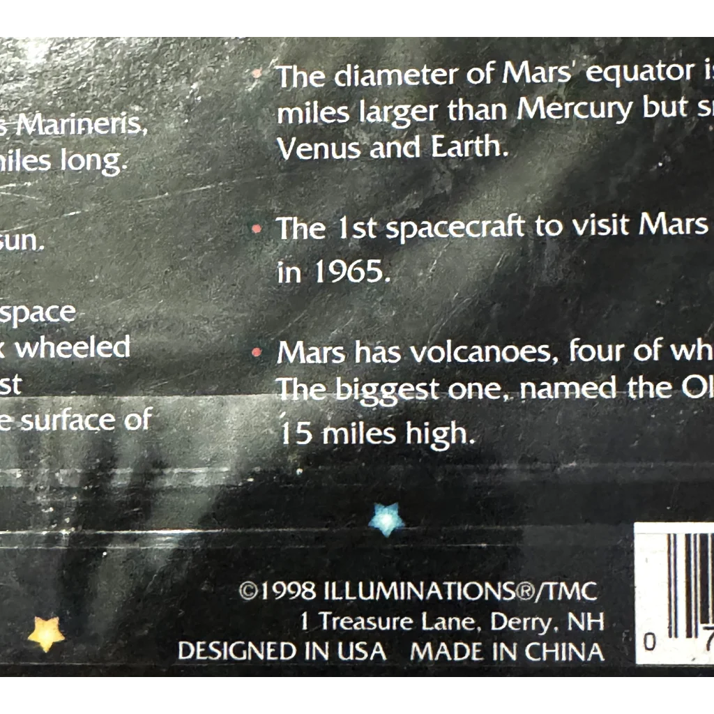 Partial view of Mars facts on a cool wall decal for your space-themed room