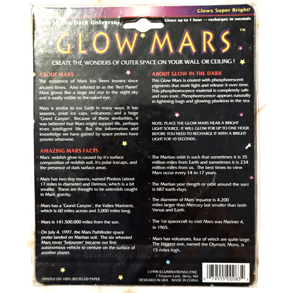 Glow-in-the-dark Mars wall decals with fun planet facts for an educational room vibe