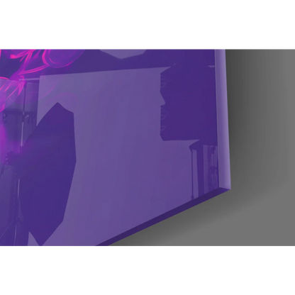 Glowing orbs purple pink woman portrait in purple frame wall art