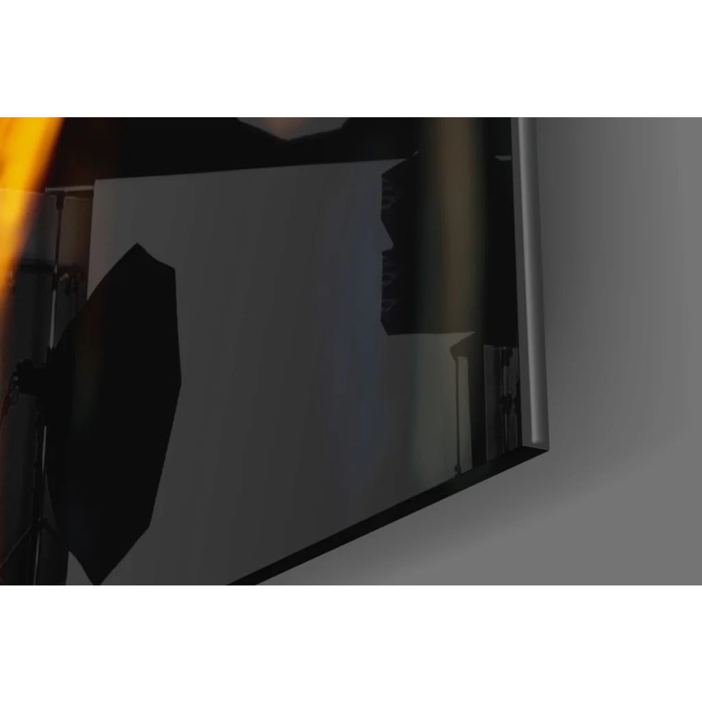 Glowing red eye skull glass wall art with black leather chain