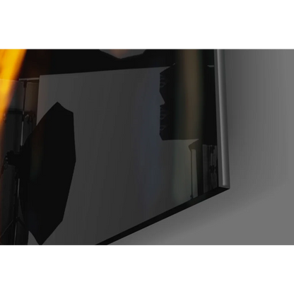 Glowing red eye skull glass wall art with black leather chain