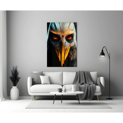 24x36 inch glowing red eye skull glass wall art canvas print