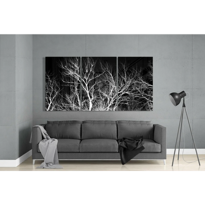 Glowing Tree Branches Glass Wall Art Triptych Set | Modern Wall Art Decor | vintageantiquesgifts.com