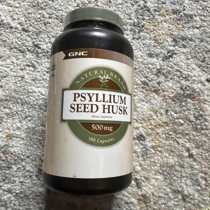 GNC Natural Brand Psyllium Seed Husk 500mg, 180 Capsules bottle