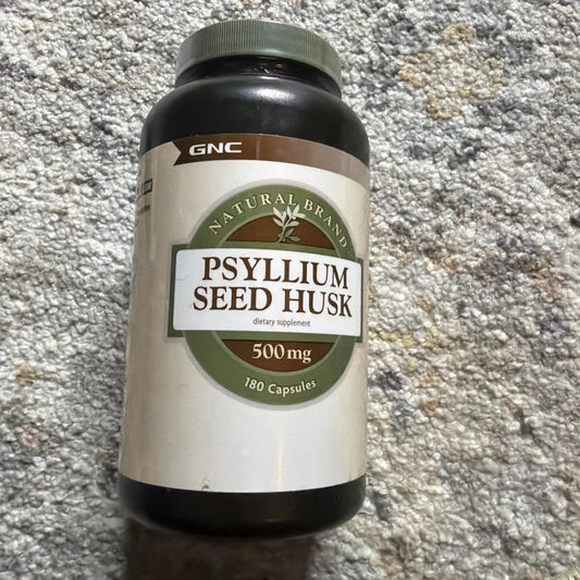 GNC Natural Brand Psyllium Seed Husk 500mg, 180 Capsules bottle