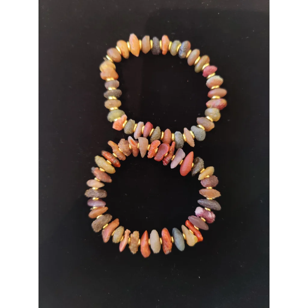Two Gobi Desert agate beaded bracelets with multicolored stones