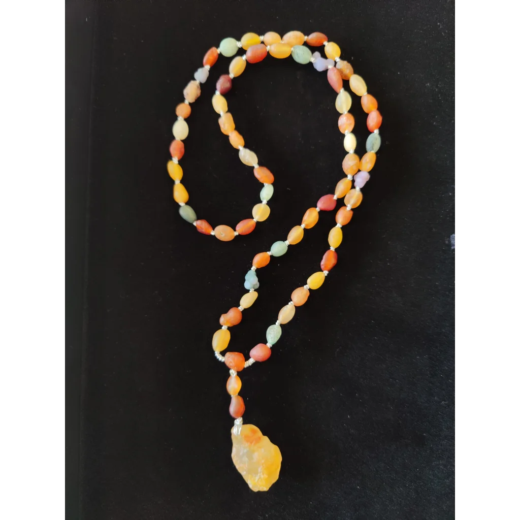 Gobi Desert Candy Agate Bead Necklace with Candy Agate Pendant