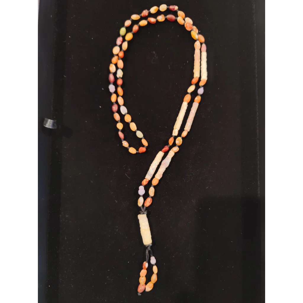Gobi Desert Candy Agate necklace with tube agate beads and pendant