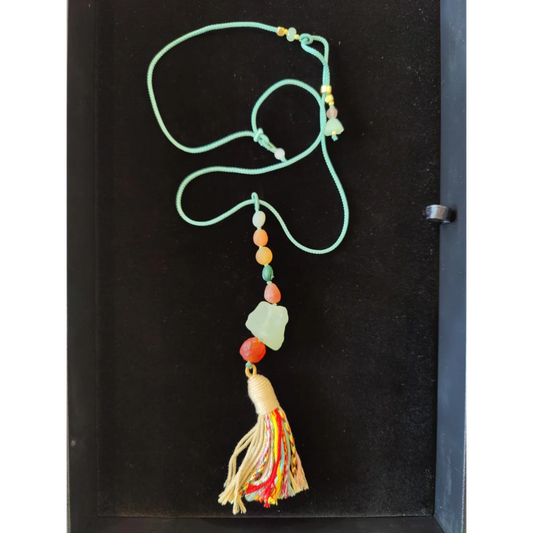 Gobi Desert green moss agate pendant necklace with colorful beads