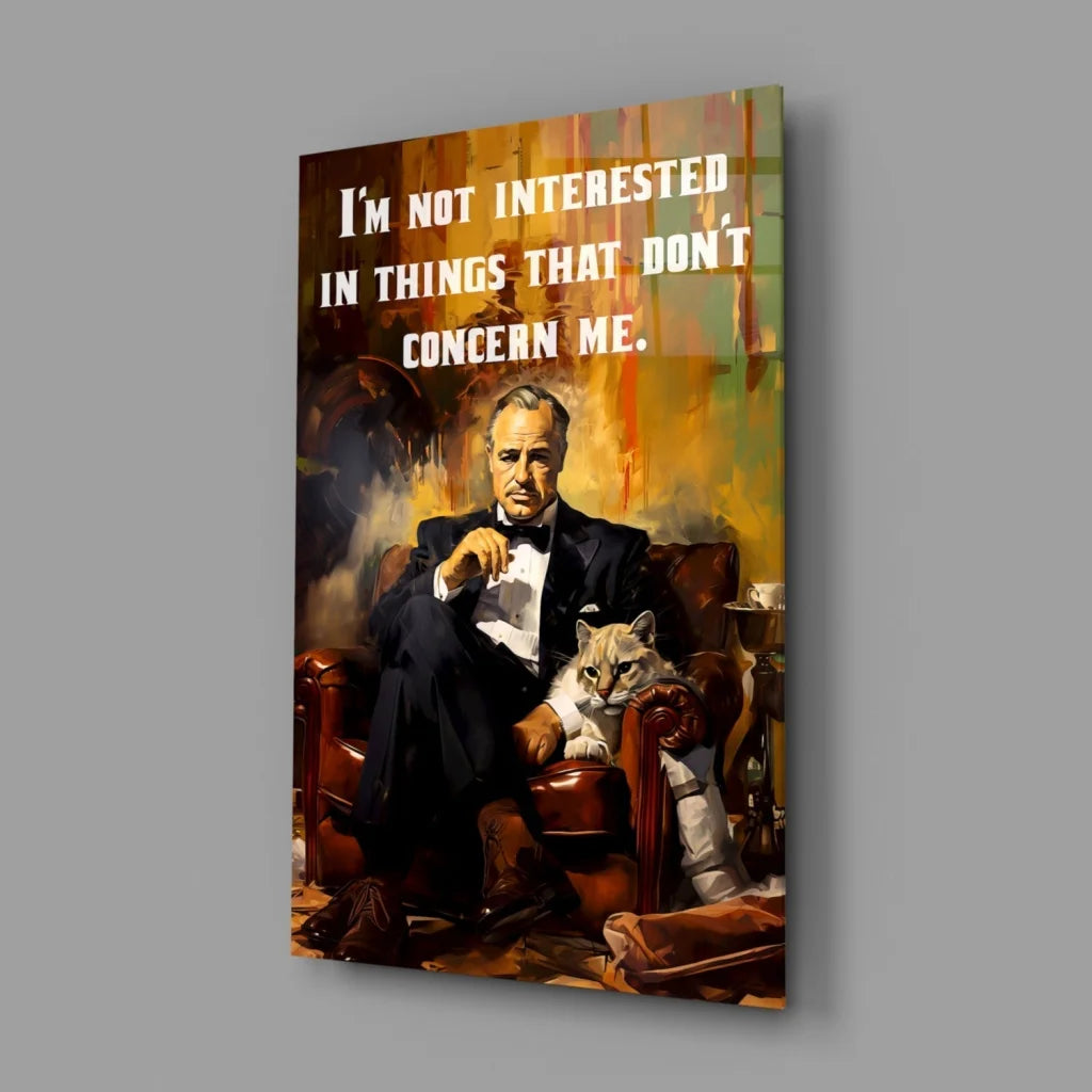 Godfather Portrait Canvas Wall Art With Cat Tuxedo Print | Glass Wall Art Print | vintageantiquesgifts.com