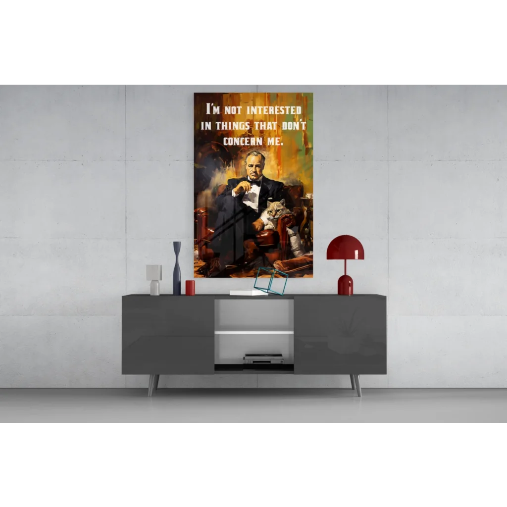 Godfather portrait wall art with cat tuxedo print and quote