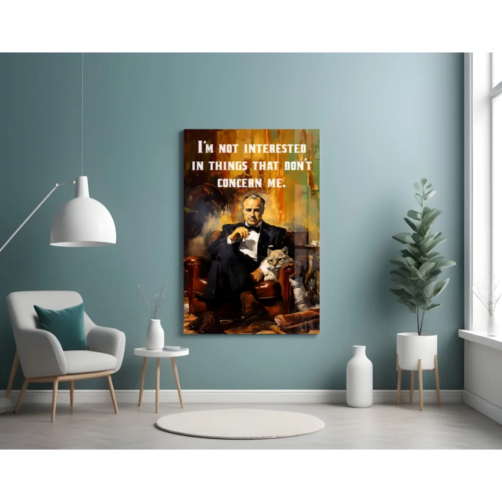 Godfather Portrait Canvas Wall Art With Cat Tuxedo Print | Contemporary Home Wall Art | vintageantiquesgifts.com