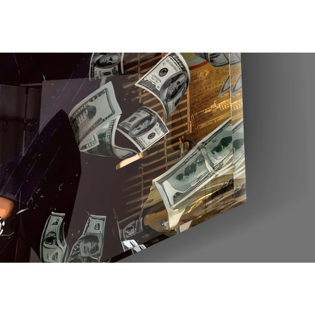 Godfather movie poster canvas wall art with 100 dollar bill wallet chain, 24x36 inch