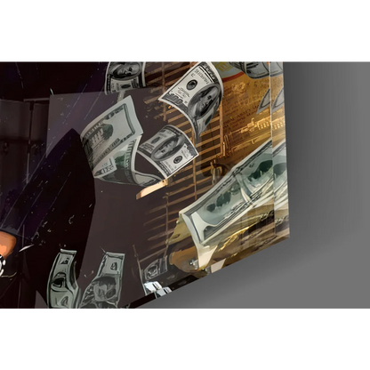 Godfather movie poster canvas wall art with 100 dollar bill wallet chain, 24x36 inch