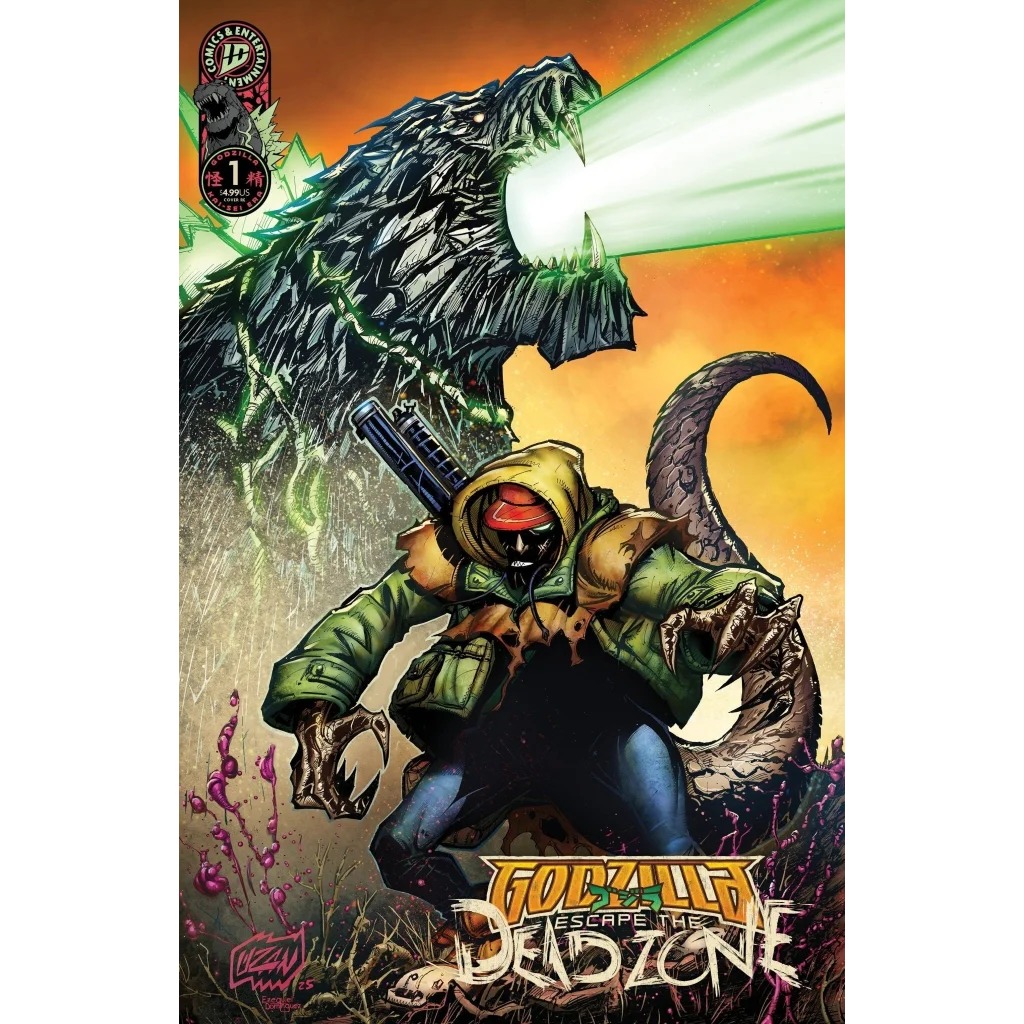 Godzilla Universe with exclusive Franck Uzan variant cover featuring Godzilla and a hooded figure