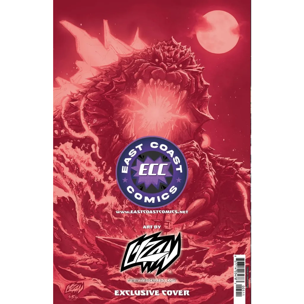 Cover of godzilla kai-sei era 1 ecc exclusive franck uzan variant featuring a menacing red dragon with glowing eyes