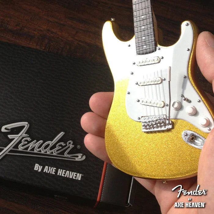 Gold Glitter Fender Stratocaster replica by Axe Heaven with guitar case gift