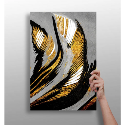 Stunning Gold Black Abstract Insigne Aluminum Print | Insigneart USA | vintageantiquesgifts.com