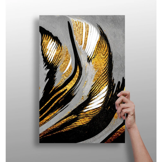 Stunning Gold Black Abstract Insigne Aluminum Print | Insigneart USA | vintageantiquesgifts.com