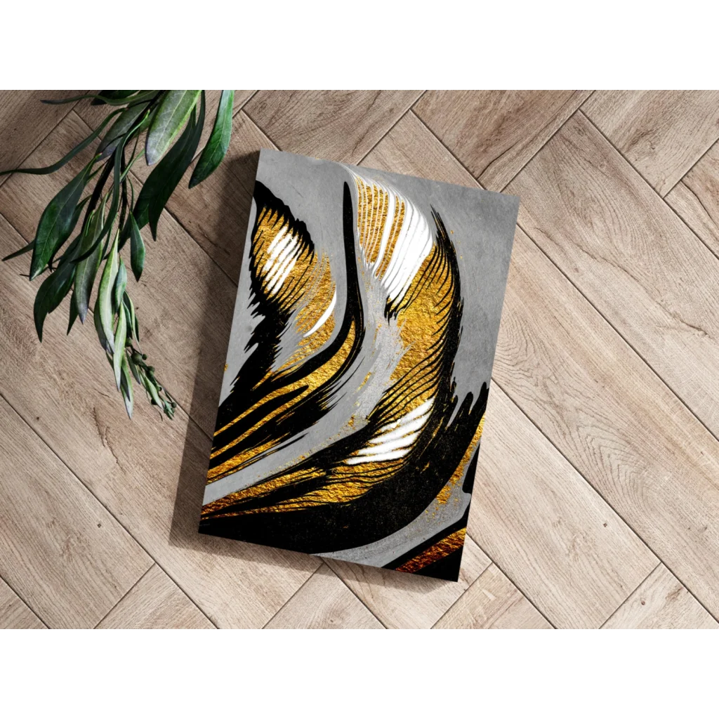 Stunning Gold Black Abstract Insigne Aluminum Print | Modern Wall Art Decor | vintageantiquesgifts.com