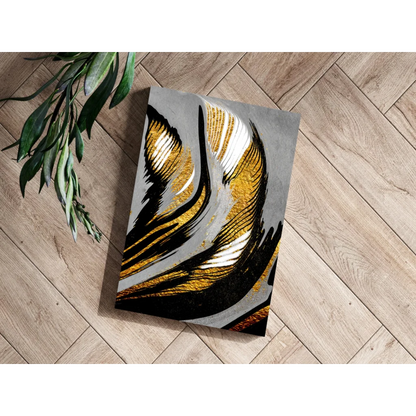 Stunning Gold Black Abstract Insigne Aluminum Print | Modern Wall Art Decor | vintageantiquesgifts.com