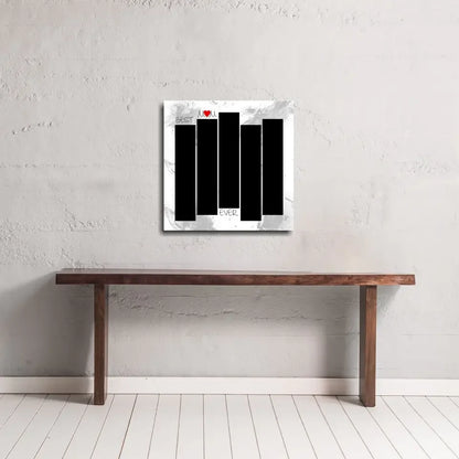 Gold Heart Mom glass wall art with geometric shapes on wooden table