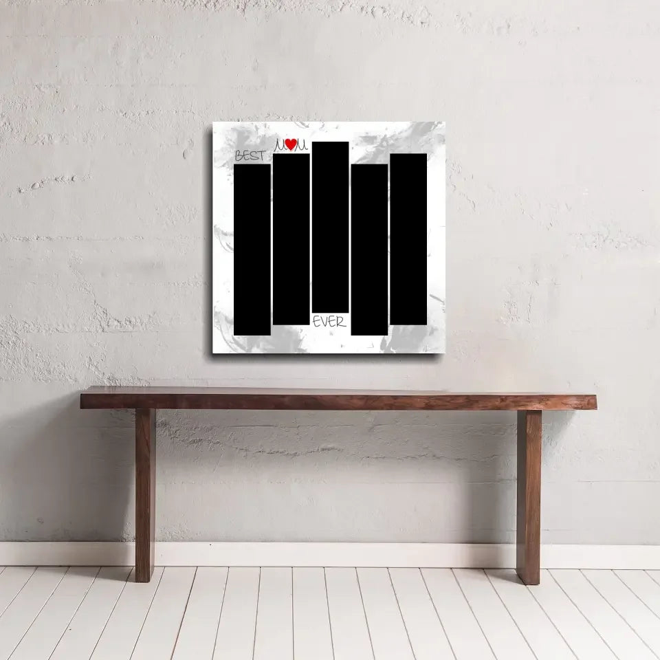 Gold Heart Mom glass wall art with custom white frame