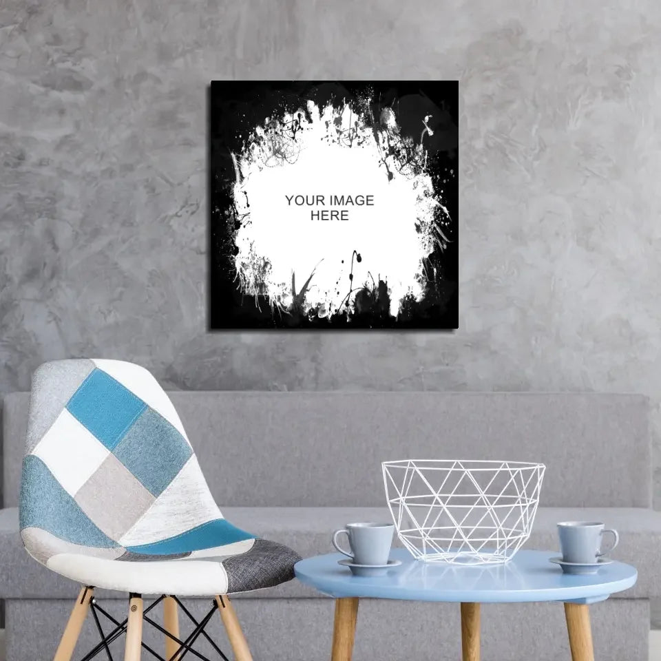 Gold Heart Mom glass wall art with black and white splatter design