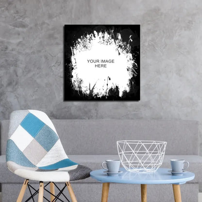 Gold Heart Mom glass wall art with black and white splatter design