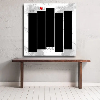 Gold Heart Mom glass wall art in white frame with red best you ever text