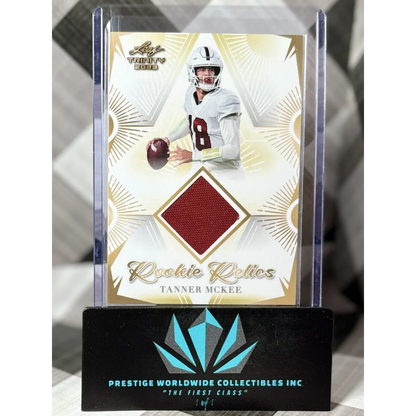 Gold rookie relics football card by Prestige Worldwide Collectibles