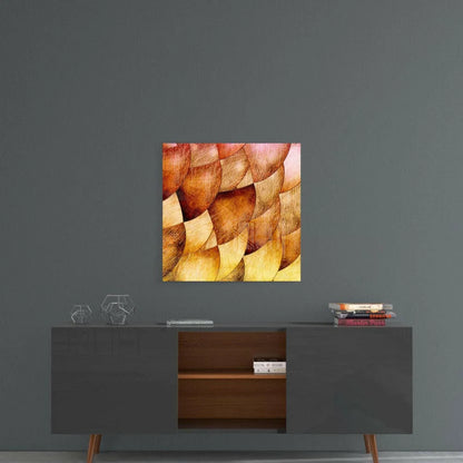 Abstract amber gold glass wall art with textured swirled spheres