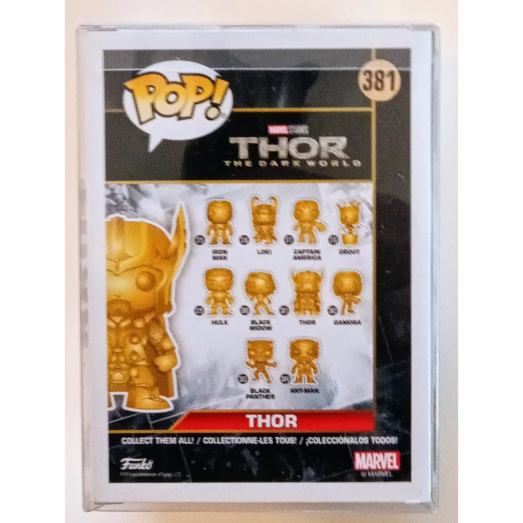 Gold Marvel Funko Pop Thor with hammer, limited edition collectible