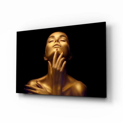 Golden Glow Glass Wall Art with Elegant Portrait | Insigneart USA | vintageantiquesgifts.com