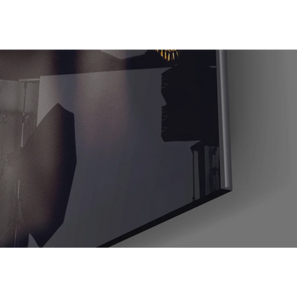 Sleek black-framed glass wall art monitor with reflective screen