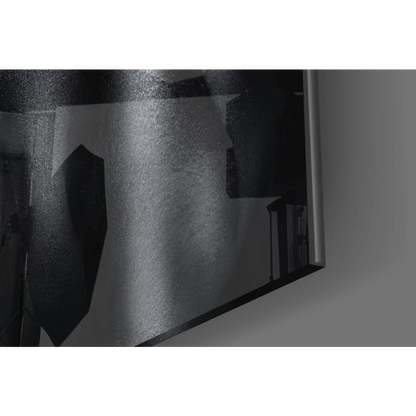 Sleek metallic-framed glass wall art mirror with distorted geometric reflections