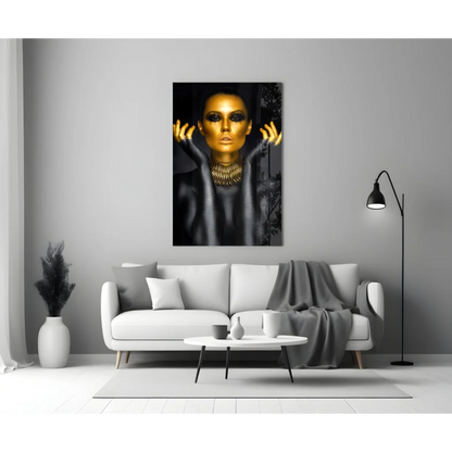 Stunning Gold Portrait Wall Art Canvas Print | Modern Wall Art Decor | vintageantiquesgifts.com