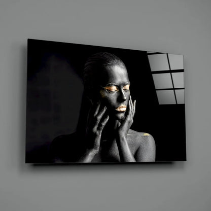 Golden Goddess Black Canvas Wall Art Print | Glass Wall Art Print | vintageantiquesgifts.com