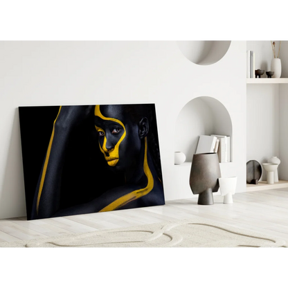 Bold Black and Gold Glass Wall Art Portrait Canvas | Modern Wall Art Decor | vintageantiquesgifts.com