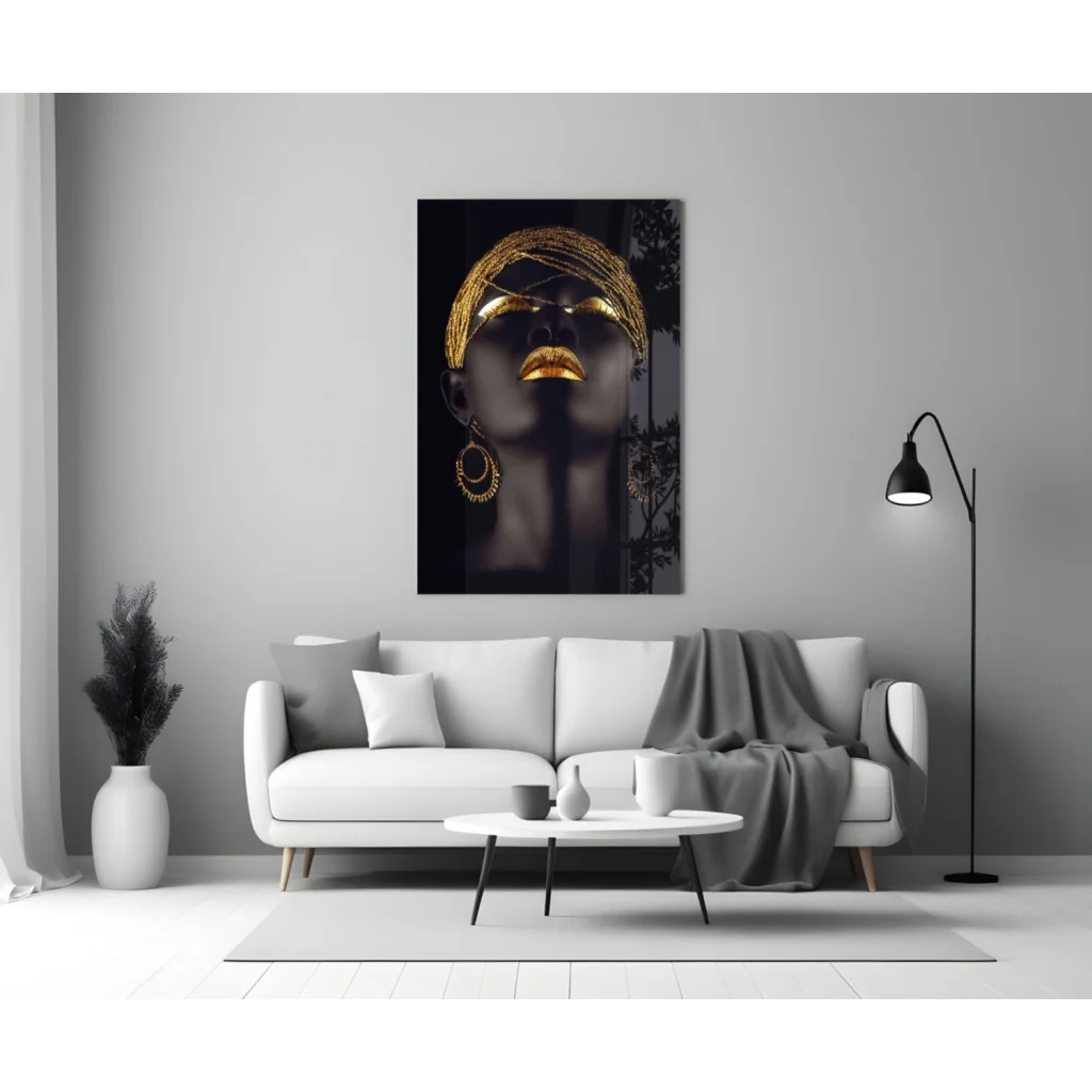Stunning Black Gold Portrait Canvas Wall Art with Golden Accents | Modern Wall Art Decor | vintageantiquesgifts.com