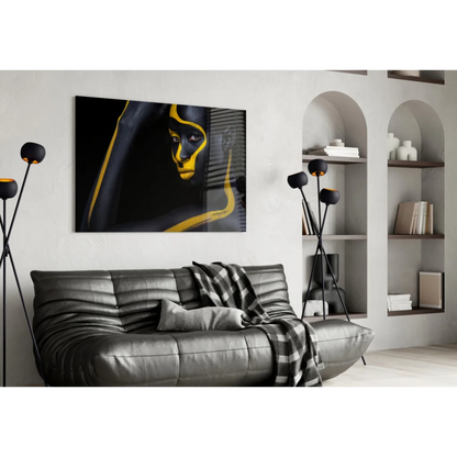 Bold Black and Gold Glass Wall Art Portrait Canvas | Contemporary Home Wall Art | vintageantiquesgifts.com