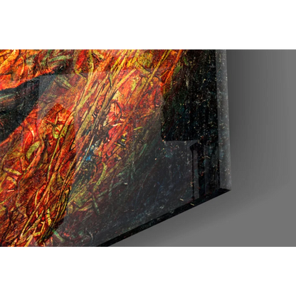 Samsung QLED TV in Golden Buddha Face Glass Wall Art