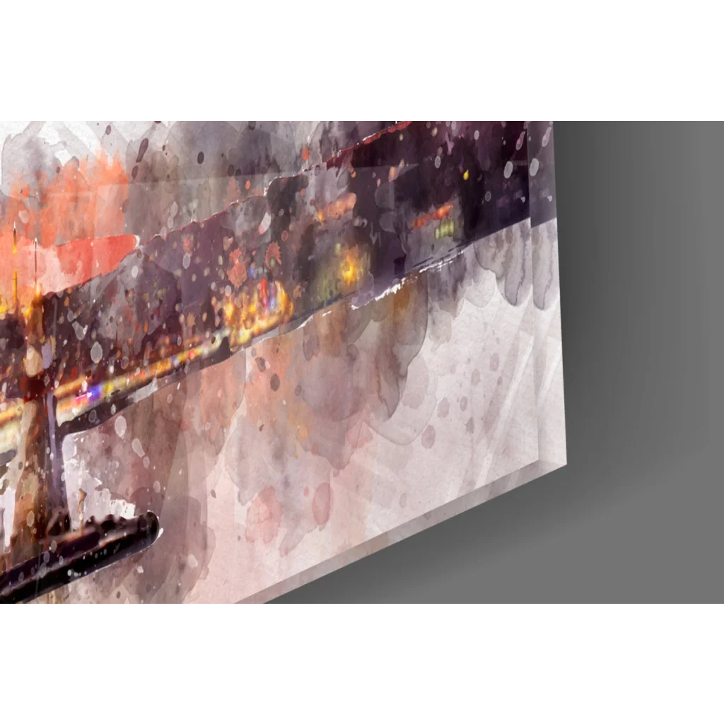 Vibrant Golden Castle watercolor cityscape wall art canvas print