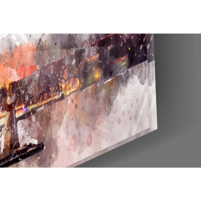 Vibrant Golden Castle watercolor cityscape wall art canvas print