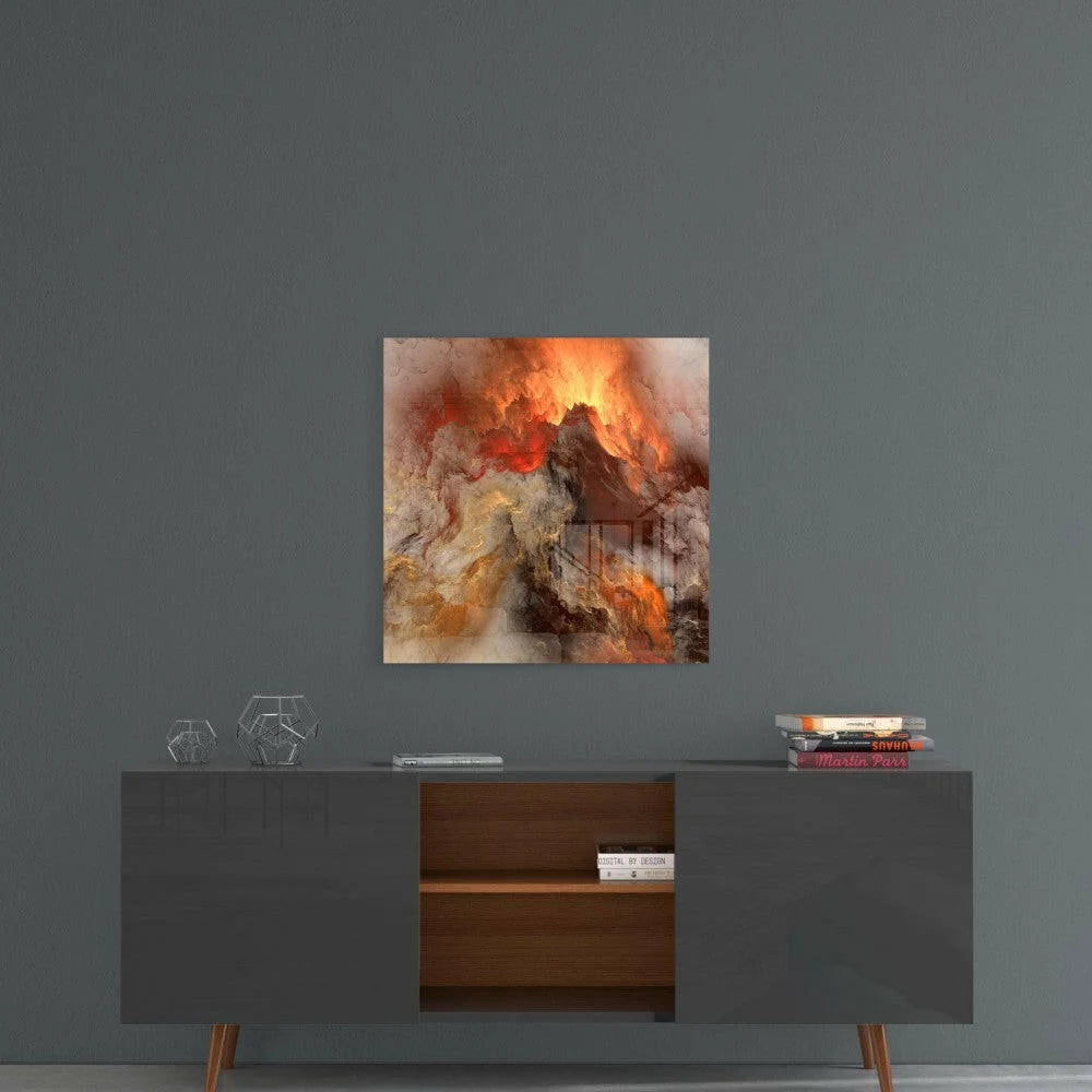 Fiery Swirls Glass Wall Art Abstract Canvas Panel | Contemporary Home Wall Art | vintageantiquesgifts.com