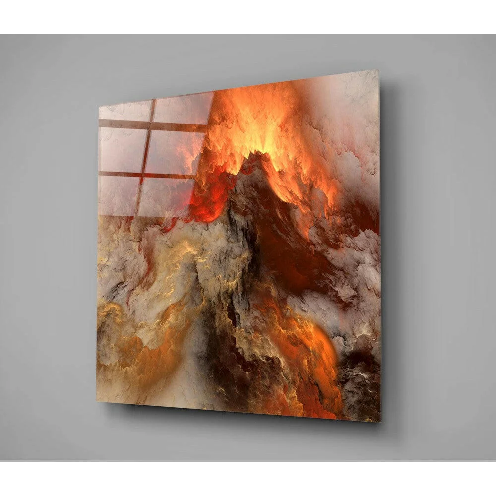 Fiery Swirls Glass Wall Art Abstract Canvas Panel | Glass Wall Art Print | vintageantiquesgifts.com